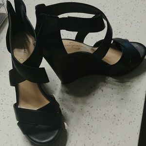Black strappy Jessica Simpson wedges